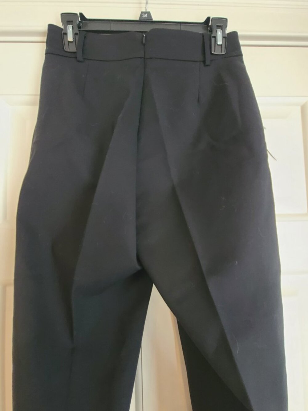 Hanifa Women's Sz S Black Ava Crop Pants 4" Ostrich Feather Fringe Right Leg - Picture 8 of 9